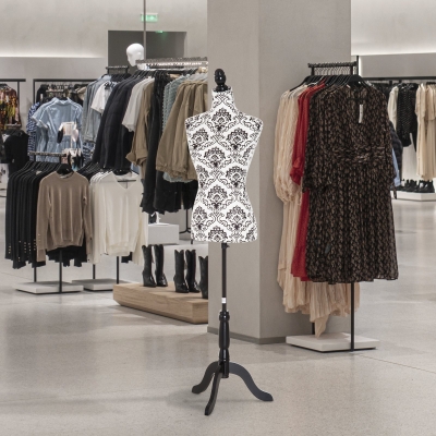 HOMCOM Adjustable Female Dress Form Fashion Mannequin Torso Clothes Display Dressmaker Stand with Base