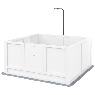 PawHut Whelping Box for Dogs with Retractable Light Stand, Waterproof Pad, Rail, Adjustable Height Door, 41" x 39"
