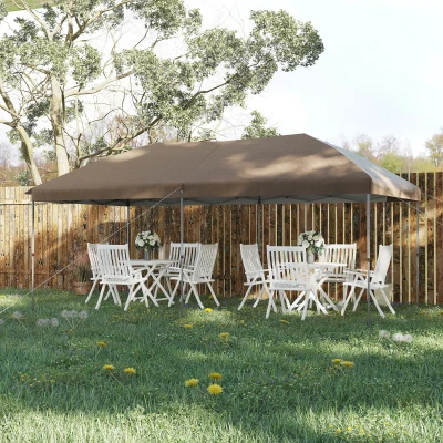 Outsunny 10' x 19' Pop Up Canopy, Brown with Adjustable Height