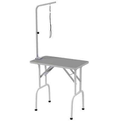 PawHut Foldable Pet Grooming Table for Dogs Cats with Adjustable Arm, Non-slip Surface, Grey