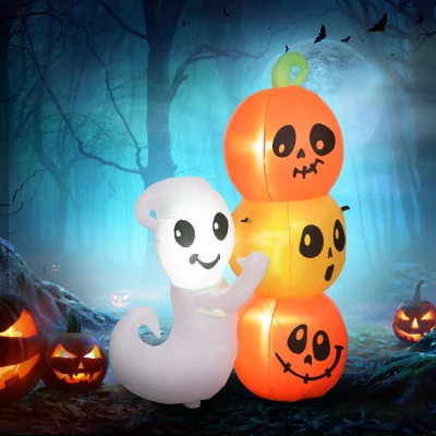 HOMCOM 5ft Inflatable Halloween Ghost & Pumpkin, LED Display