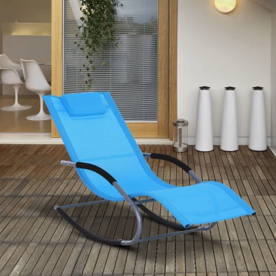 Outsunny Zero Gravity Rocking Chair, Light Blue Outdoor Recliner