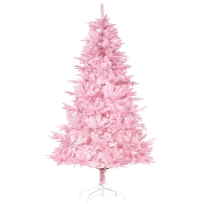 HOMCOM 6FT Artificial Christmas Tree Holiday Xmas Tree Decoration with Automatic Open for Home Party, Pink
