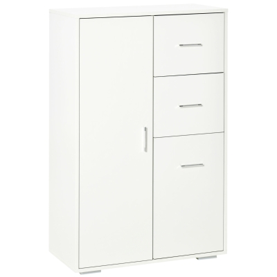 HOMCOM Storage Cabinet with 2 Drawers and 2 Cabinet Free Standing, Kitchen Cabinet Sideboard Buffet Table for Living Room, White