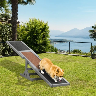 PawHut Wooden Dog Agility Seesaw, Gray