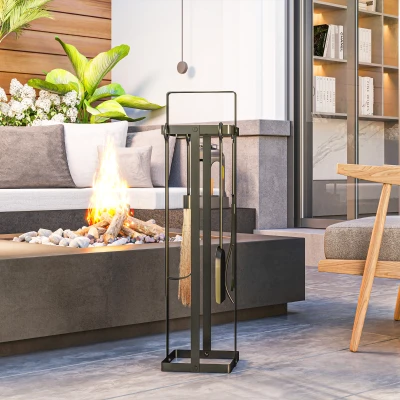 Fireplace Tools Set 7.9" W x 7.9" D x 31.5" H Black