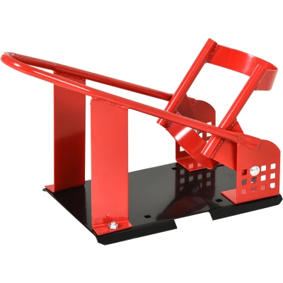 HOMCOM Motorcycle Wheel Chock with 12 Adjustable Pre-Drilled Holes, 990 lbs Capacity, Red