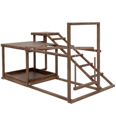 Chicken Activity Shelf 60.2" W x 39.4" D x 37.4" H Coffee