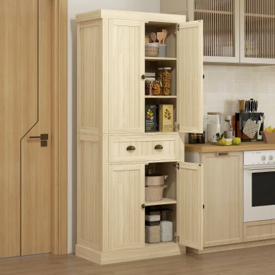 HOMCOM 72" Kitchen Pantry Cabinet with 4 Doors & Drawer, Wood