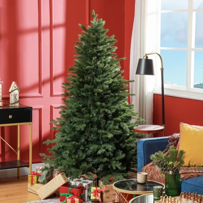 HOMCOM 6 Ft Artificial Christmas Tree with Metal Stand, Easy Assembly