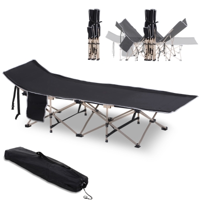 Outsunny Folding Camping Cot, Portable Bed, 330 lbs Capacity, Black