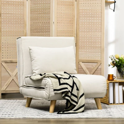 HOMCOM 2-in-1 Adjustable Chair Bed Sofa, Beige