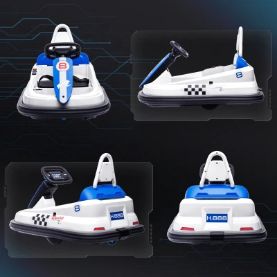 Aosom Bumper Car for Kids, 360° Rotation 6V Electric Ride On Bumper, White(m-8)