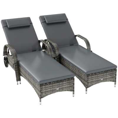 Chaise Lounge Set 76.8" L x 26.4" W x 38.2" H Mixed Gray and Gray