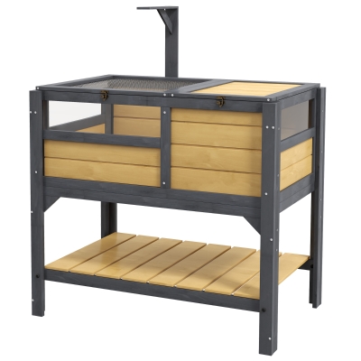 PawHut Tortoise Habitat with Shelf Storage, Indoor, Yellow