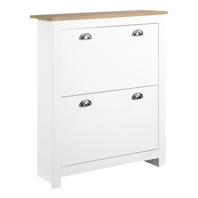 HOMCOM Entryway Shoe Cabinet with 2 Flip Drawers and Adjustable Shelves, 12 Pair Shoe Storage Organizer for Hallway, White