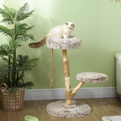 PawHut 35" Modern Cat Tree with Scratching Posts, Brown