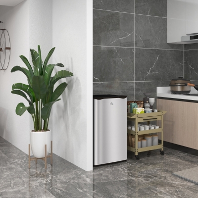 HOMCOM Compact Refrigerator, Mini Fridge with Freezer, Adjustable Shelf, Mechanical Thermostat and Reversible Door, Silver