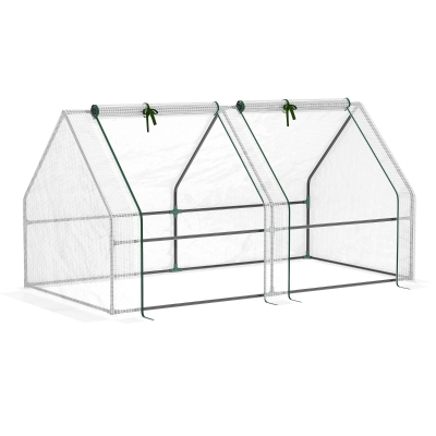 Outsunny Mini Greenhouse 6' x 3', Outdoor with Zipper Doors, White