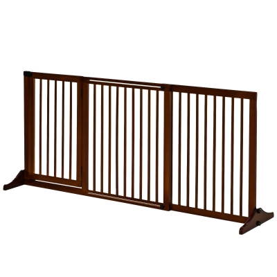 PawHut Adjustable Wooden Pet Gate, 3 Panels, Brown