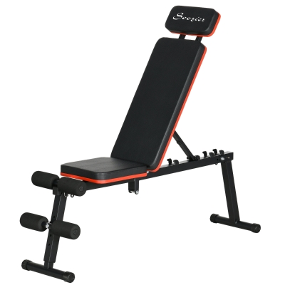 Soozier Adjustable Weight Bench, Foldable Workout Bench with Extended Head Protection, Flat or Incline