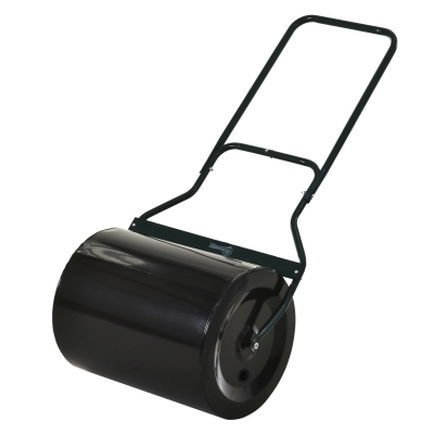 Outsunny  20" Push/Tow Behind Lawn Roller, Heavy Duty Sod Drum Roller Filled with 16 Gal Water/Sand, Grass Flattener for Yard, Patio, Park, Black