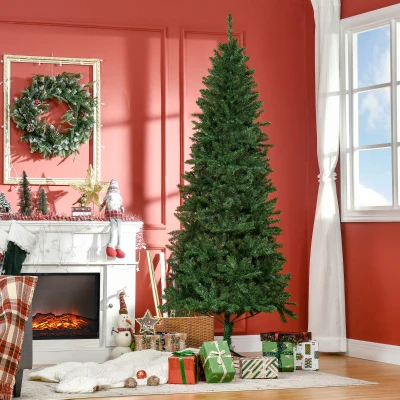 HOMCOM 7' Unlit Artificial Christmas Tree with Realistic Tips, Green