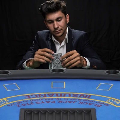 Soozier 72" Foldable Poker Table for 7 Players, Blue Felt