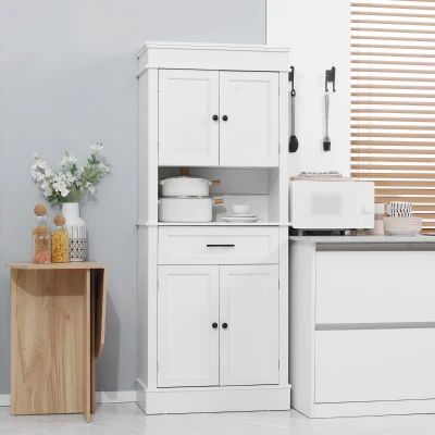 HOMCOM Kitchen Hutch Cabinet with Countertop and Drawer, White