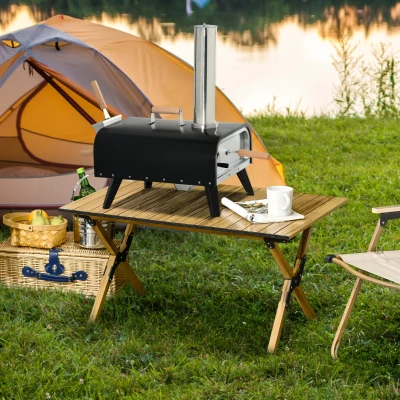Outsunny Outdoor Pizza Oven, Pellet Wood Fired with 12" Stone