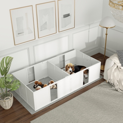 PawHut Whelping Box for Dogs and Puppies, Dog Birth Supplies Indoor w/ Adjustable Height Doors, for Medium Sized Dogs