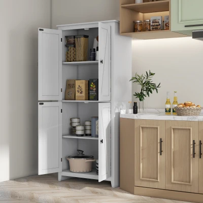 HOMCOM 72" Freestanding Farmhouse Kitchen Pantry Cabinet, White