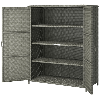 Rattan Storage Cabinet 33.5" L x 15.7" W x 40.6" H Dark Gray