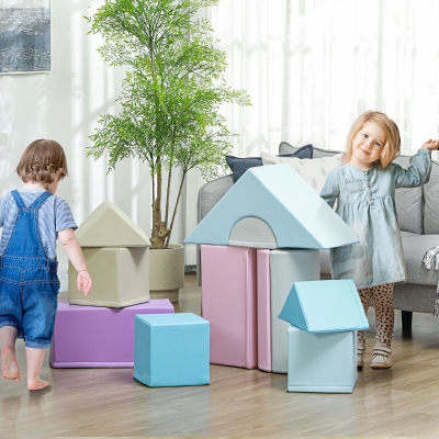 Soozier 11 Piece Soft Play Blocks Kids Climb and Crawl Gym Toy Foam Building Multicolour