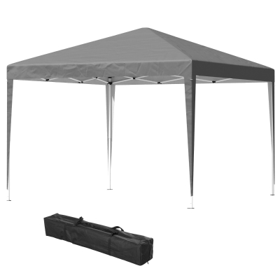 Outsunny 10 x 10ft Folding Pop Up Tent Outdoor Gazebo Canopy with Carrying Bag, Grey
