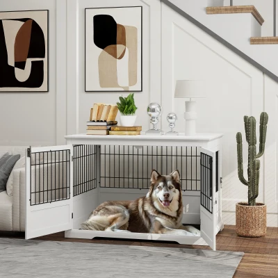 Dog Cage 43.3" W x 28.5" D x 30.1" H White