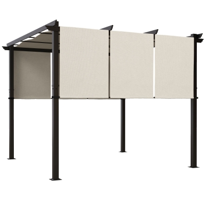 Outsunny 10' x 10' Metal Pergola, Outdoor Pergola with Retractable Canopy, for Garden, Patio, Backyard, Deck