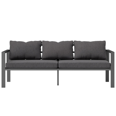 Outsunny 3-Seat Aluminum Outdoor Couch Patio Sofa with Cushions, Wide Seat, Armrests for Garden, Backyard, Balcony, Dark Grey