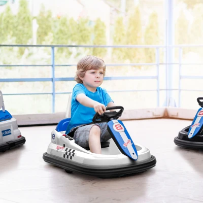 Aosom Bumper Car for Kids, 360° Rotation 6V Electric Ride On Bumper, White(m-2)