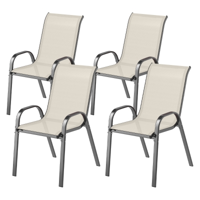 Outdoor Dining Chair Set 21.3" W x 28" D x 36.6" H Beige