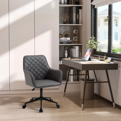 Vinsetto Mid Back Swivel Office Chair, Adjustable Height, Dark Gray