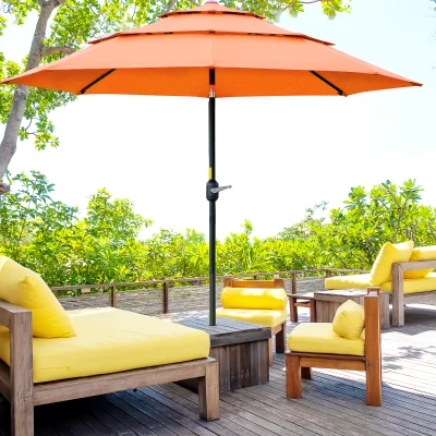 Outsunny 9FT Patio Umbrella, Outdoor Market Umbrella, Orange
