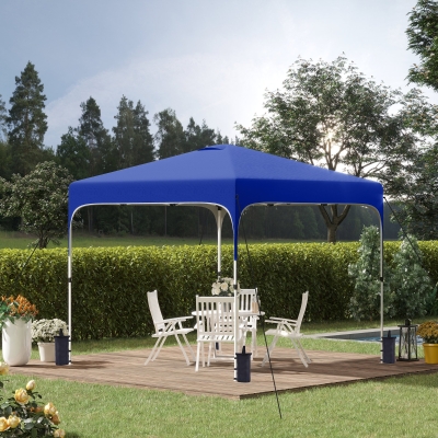 Outsunny 10' x 10' Pop Up Canopy Tent with Sand Bags, UPF 50+ Instant Sun Shelter, Tents for Parties, Height Adjustable, with Wheeled Carry Bag, for Outdoor, Garden, Patio, Royal Blue