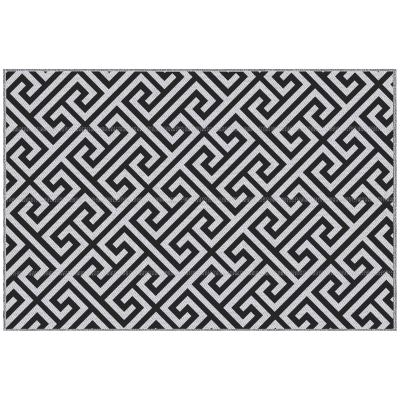 Outsunny Reversible Outdoor RV Rug, Patio Floor Mat, 5' x 8' Plastic Straw Rug for Backyard, Deck, Beach, Camping, Black & White