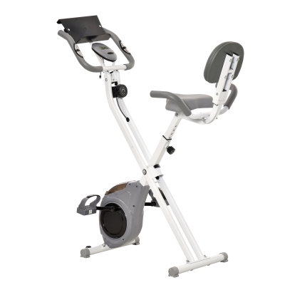 Soozier Folding Exercise Bike, Indoor Stationary Bike with 8-Level Magnetic Resistance and LCD Monitor, for Cardio Workout Grey