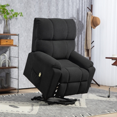 HOMCOM Lift Chair for Seniors, Microfibre Upholstered Power Recliner Chair with Remote, Quick Assembly, Black