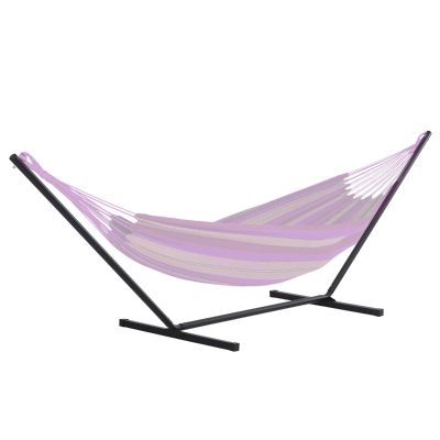 Outsunny 11.8'L Hammock Stand Extra Long Heavy Duty Straight Pole Day Bed Swing Metal Frame Simple Set Up Garden Outdoor Camping Picnic Use Black