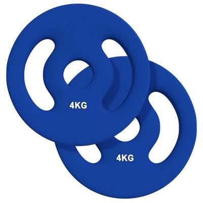 Soozier 2 x 8.8lbs Standard Weight Plates with Easy-Grip Handles, 1" Holes, for Home, Gym, Weight Lifting and Strength Training