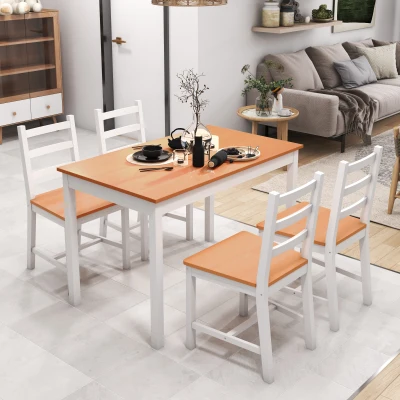 HOMCOM 5-Piece Modern Dining Table Set for 4, White