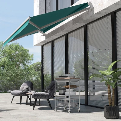 Outsunny 13' x 8' Retractable Patio Awning, Green